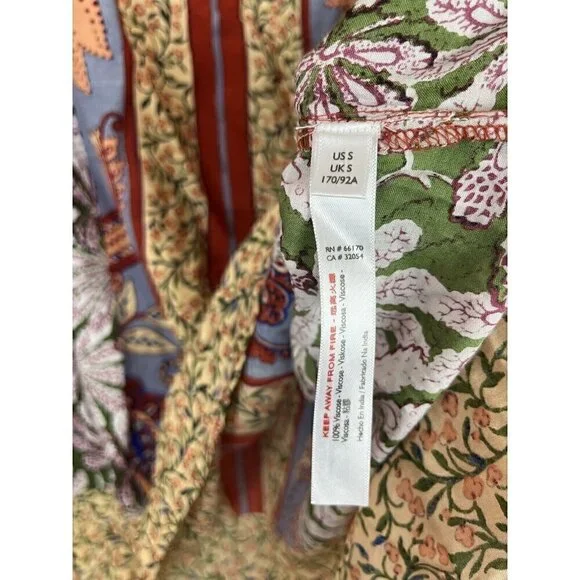 Anthropologie Sonrisa Paisley Floral Tassled Boho Peasant Viscose Blouse Size S - Picture 9 of 16